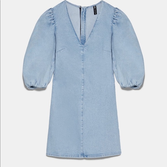 ZARA BNWT Denim Dress with Balloon Sleeves - Picture 3 of 11